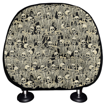 Scary Skeleton Pattern Print Car Headrest Covers