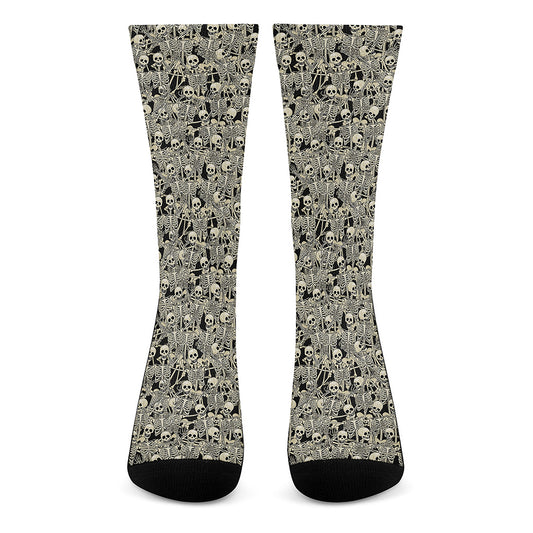 Scary Skeleton Pattern Print Crew Socks
