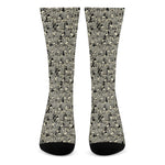 Scary Skeleton Pattern Print Crew Socks
