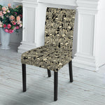 Scary Skeleton Pattern Print Dining Chair Slipcover