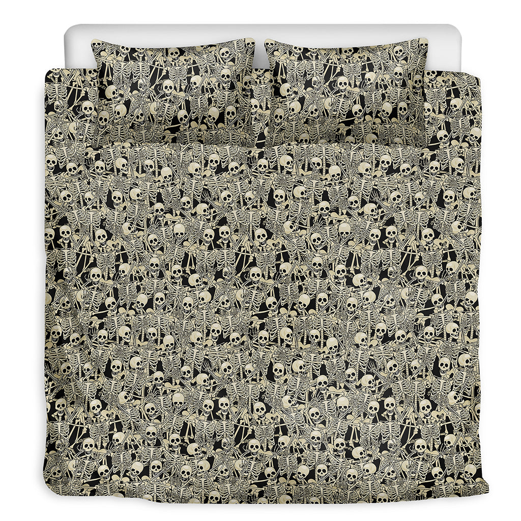 Scary Skeleton Pattern Print Duvet Cover Bedding Set