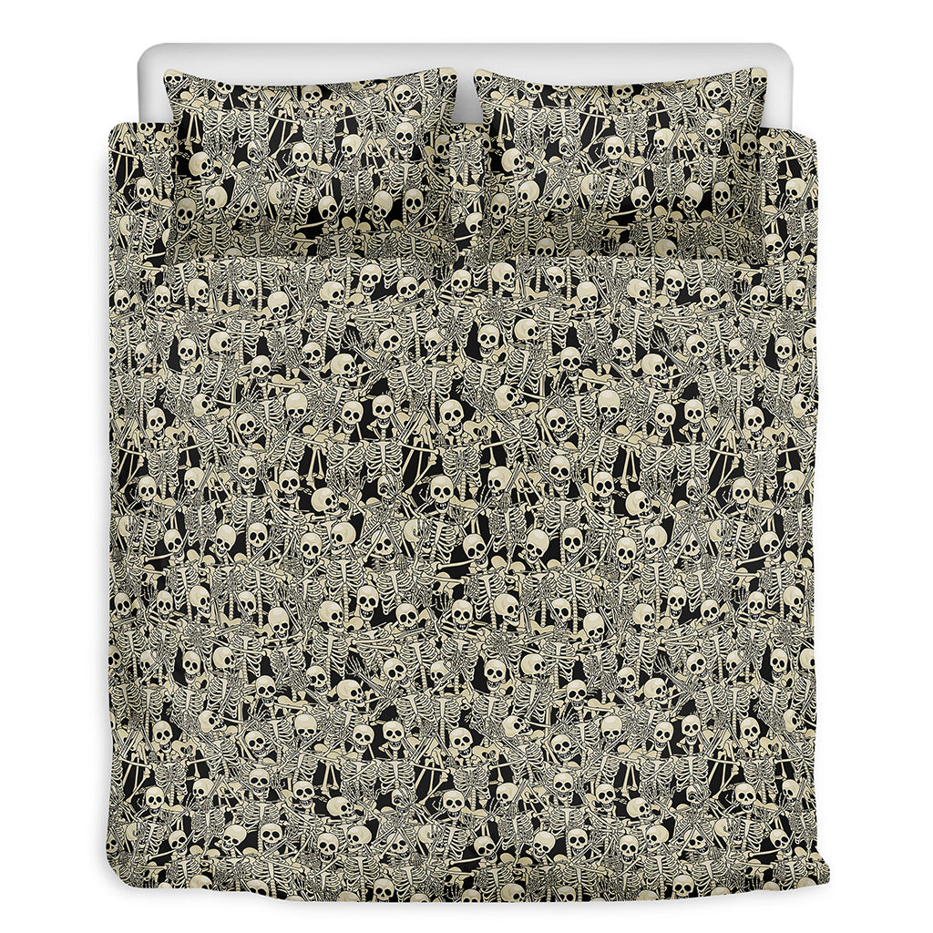 Scary Skeleton Pattern Print Duvet Cover Bedding Set