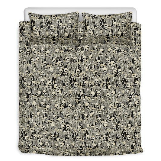Scary Skeleton Pattern Print Duvet Cover Bedding Set
