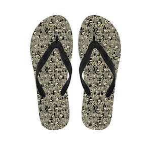 Scary Skeleton Pattern Print Flip Flops