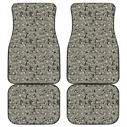 Scary Skeleton Pattern Print Front and Back Car Floor Mats