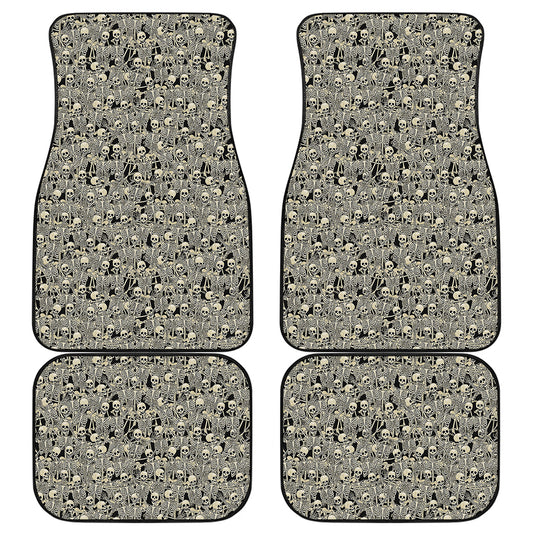 Scary Skeleton Pattern Print Front and Back Car Floor Mats