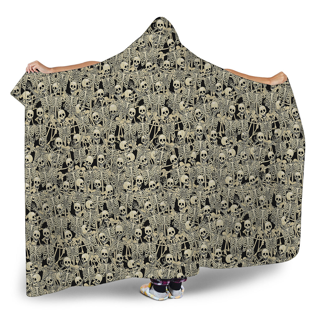 Scary Skeleton Pattern Print Hooded Blanket