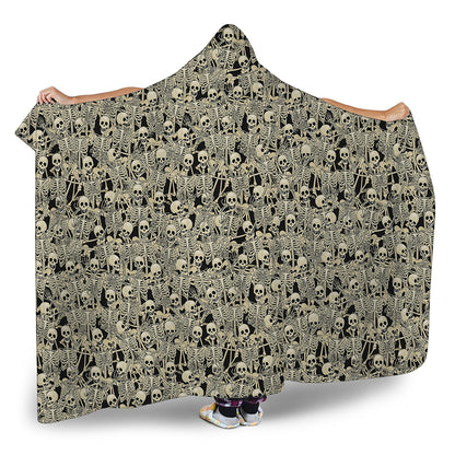 Scary Skeleton Pattern Print Hooded Blanket