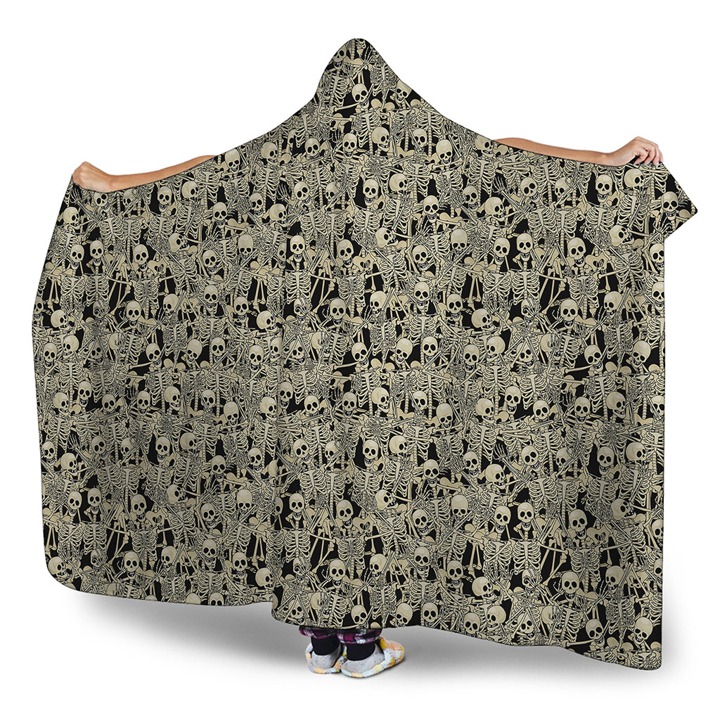 Scary Skeleton Pattern Print Hooded Blanket
