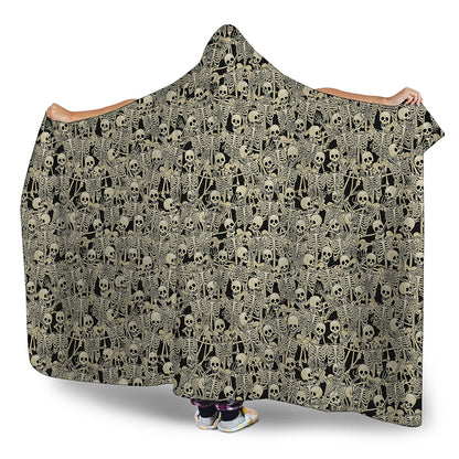 Scary Skeleton Pattern Print Hooded Blanket