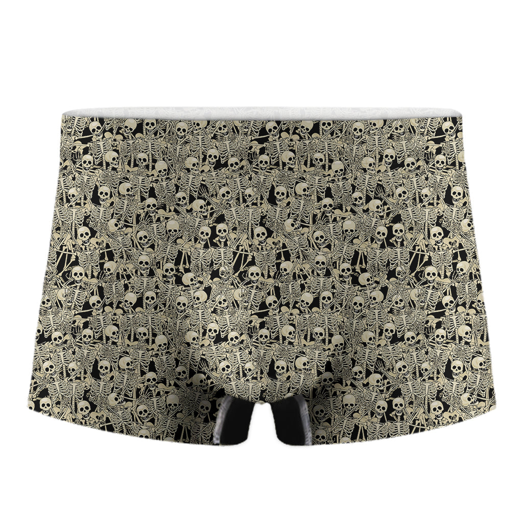 Scary Skeleton Pattern Print Men's Boxer Briefs