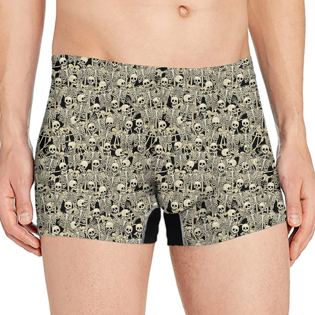 Scary Skeleton Pattern Print Men's Boxer Briefs