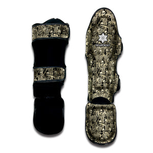 Scary Skeleton Pattern Print Muay Thai Shin Guard