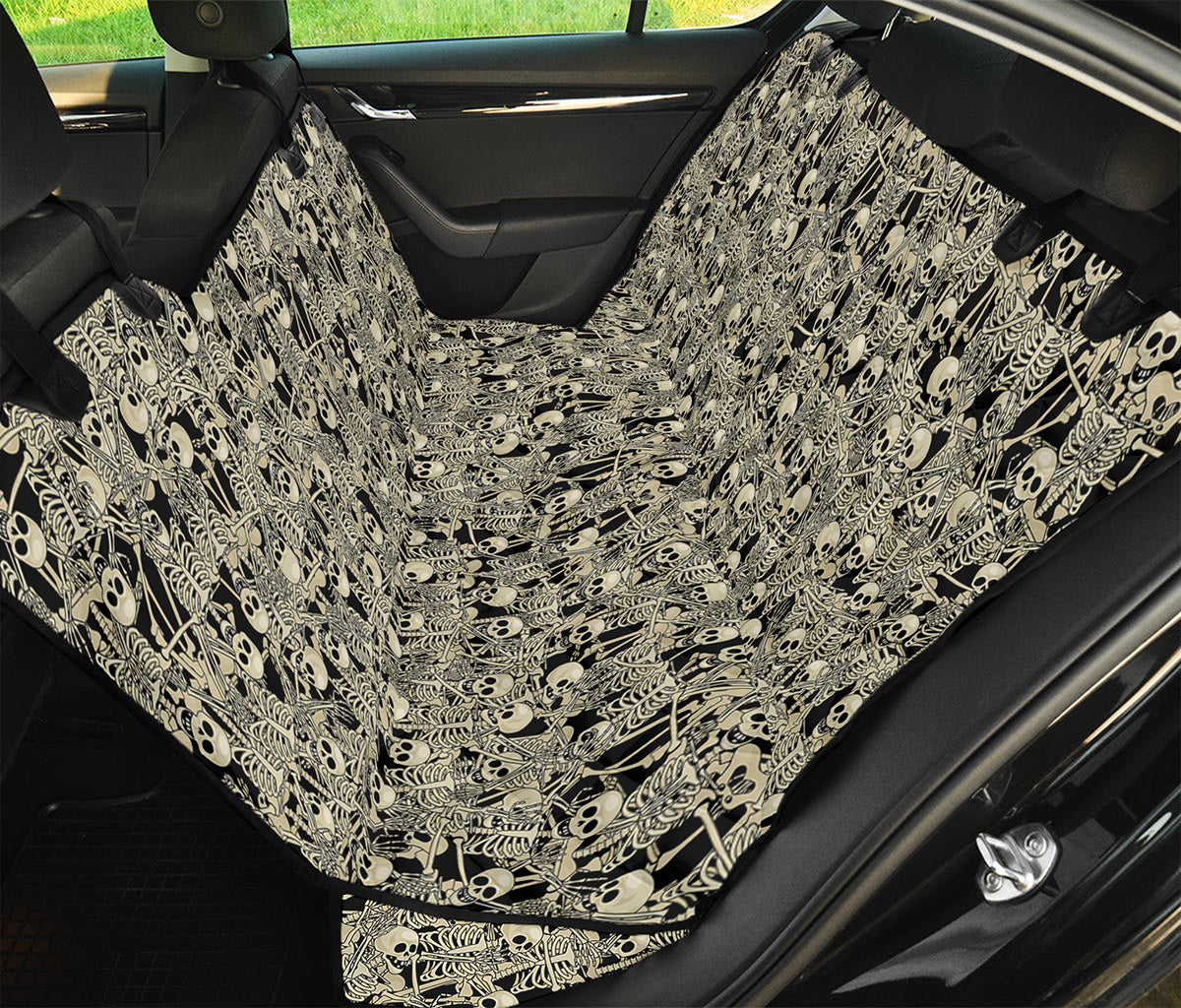 Scary Skeleton Pattern Print Pet Car Back Seat Cover