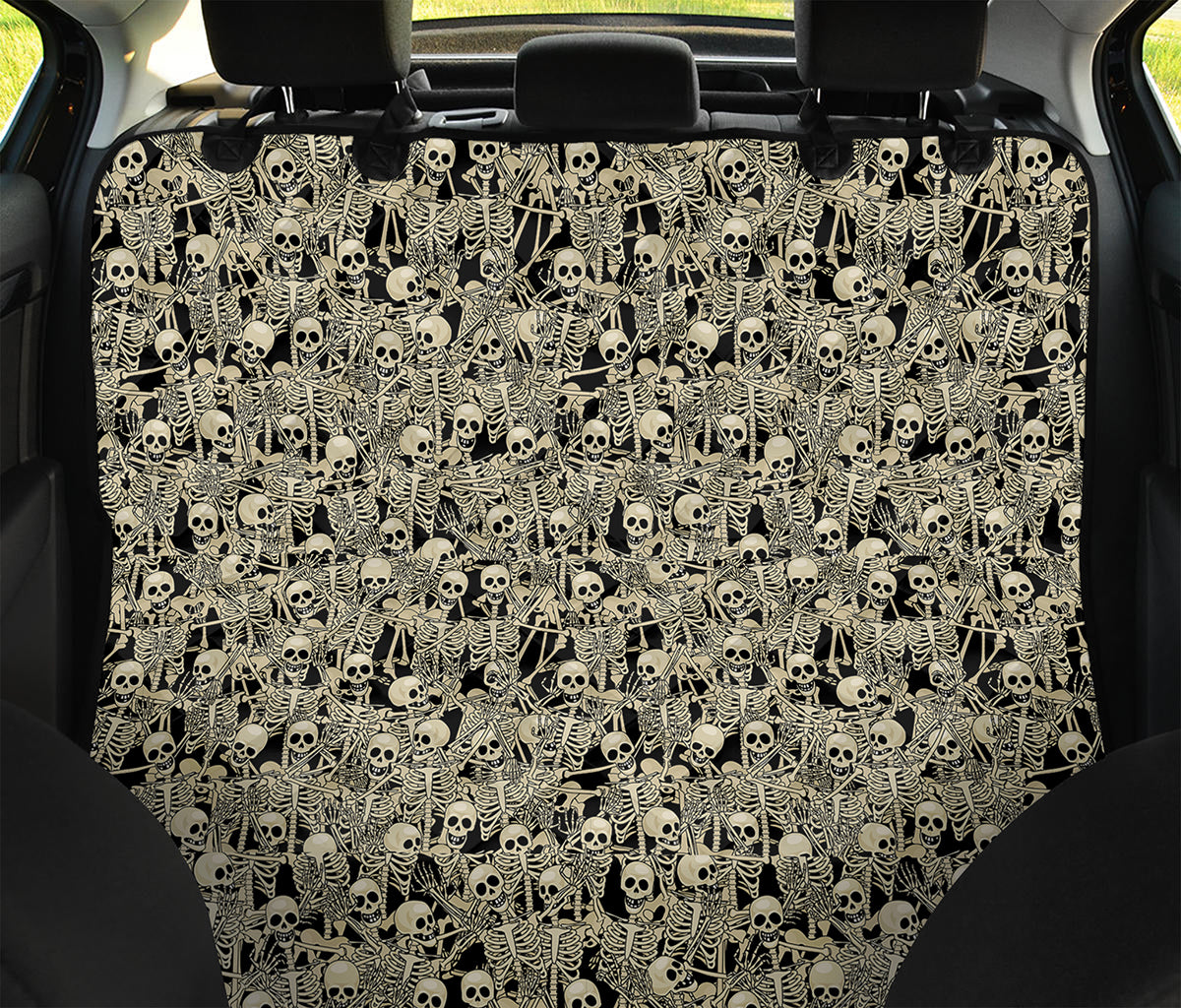 Scary Skeleton Pattern Print Pet Car Back Seat Cover