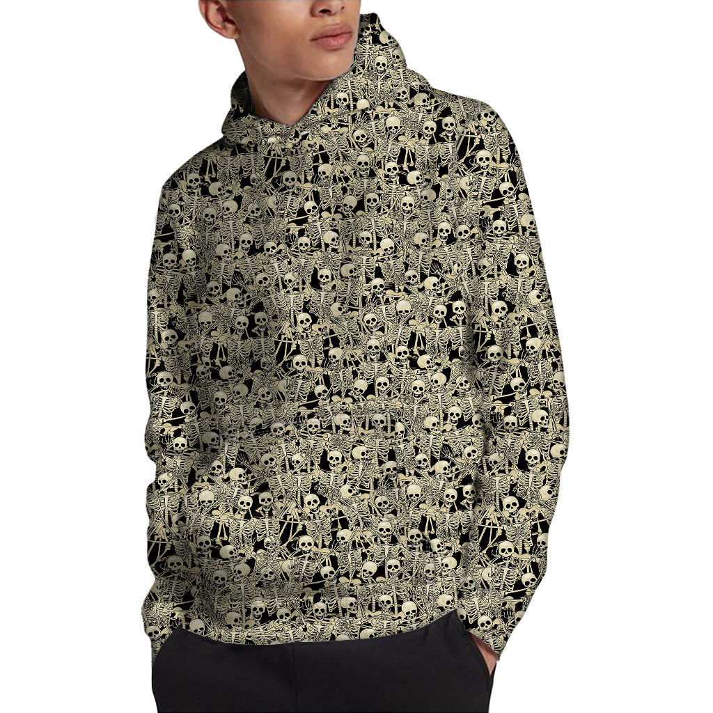 Scary Skeleton Pattern Print Pullover Hoodie