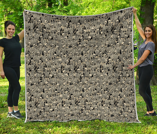 Scary Skeleton Pattern Print Quilt