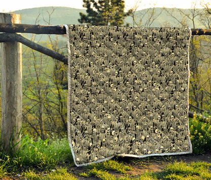 Scary Skeleton Pattern Print Quilt