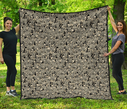 Scary Skeleton Pattern Print Quilt