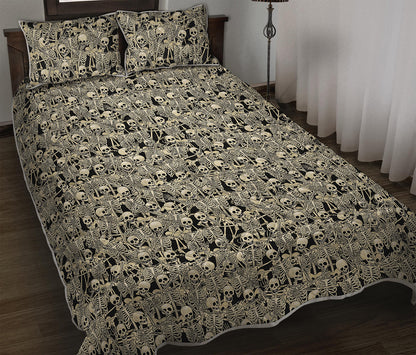 Scary Skeleton Pattern Print Quilt Bed Set