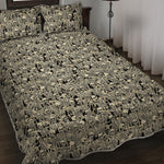 Scary Skeleton Pattern Print Quilt Bed Set
