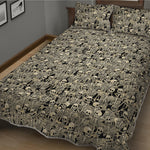 Scary Skeleton Pattern Print Quilt Bed Set