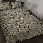 Scary Skeleton Pattern Print Quilt Bed Set