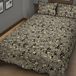 Scary Skeleton Pattern Print Quilt Bed Set
