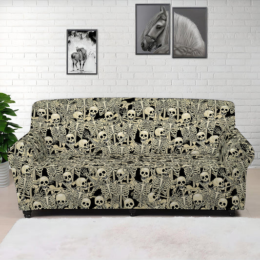 Scary Skeleton Pattern Print Sofa Cover