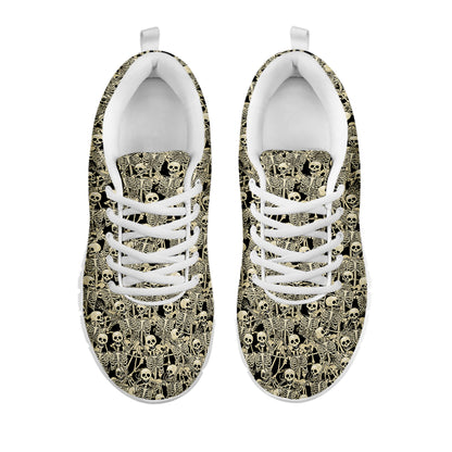 Scary Skeleton Pattern Print White Sneakers