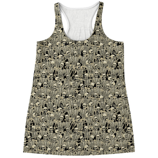 Scary Skeleton Pattern Print Women's Racerback Tank Top