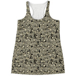 Scary Skeleton Pattern Print Women's Racerback Tank Top