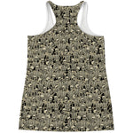 Scary Skeleton Pattern Print Women's Racerback Tank Top