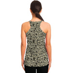 Scary Skeleton Pattern Print Women's Racerback Tank Top
