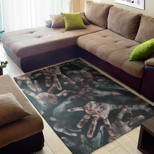 Scary Zombie Hands Print Area Rug