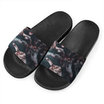 Scary Zombie Hands Print Black Slide Sandals
