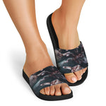 Scary Zombie Hands Print Black Slide Sandals