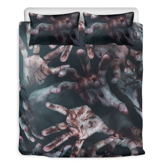 Scary Zombie Hands Print Duvet Cover Bedding Set