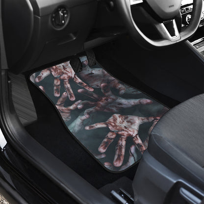 Scary Zombie Hands Print Front and Back Car Floor Mats