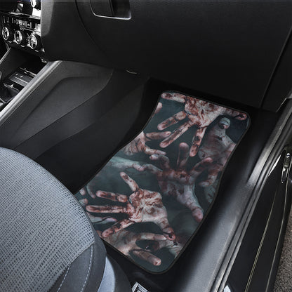 Scary Zombie Hands Print Front and Back Car Floor Mats