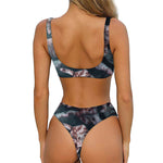 Scary Zombie Hands Print Front Bow Tie Bikini