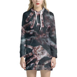 Scary Zombie Hands Print Hoodie Dress
