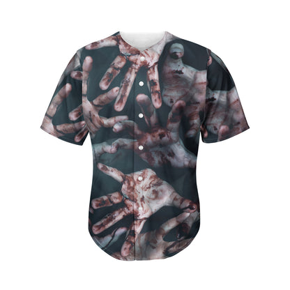 Scary Zombie Hands Print Men's Baseball Jersey