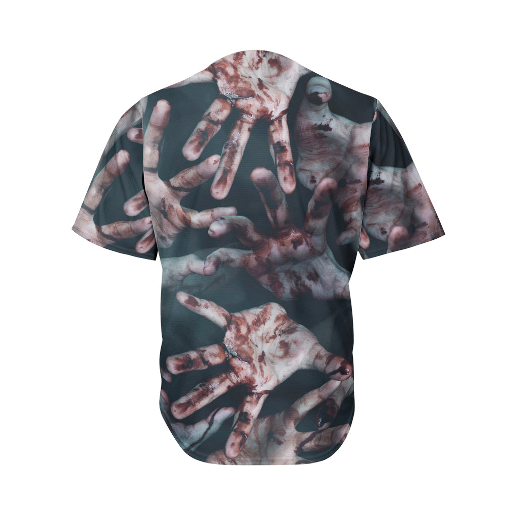 Scary Zombie Hands Print Men's Baseball Jersey