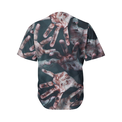 Scary Zombie Hands Print Men's Baseball Jersey