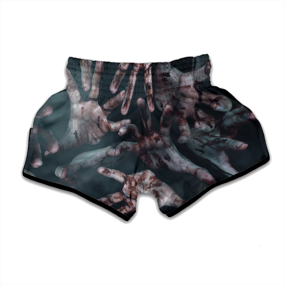 Scary Zombie Hands Print Muay Thai Boxing Shorts