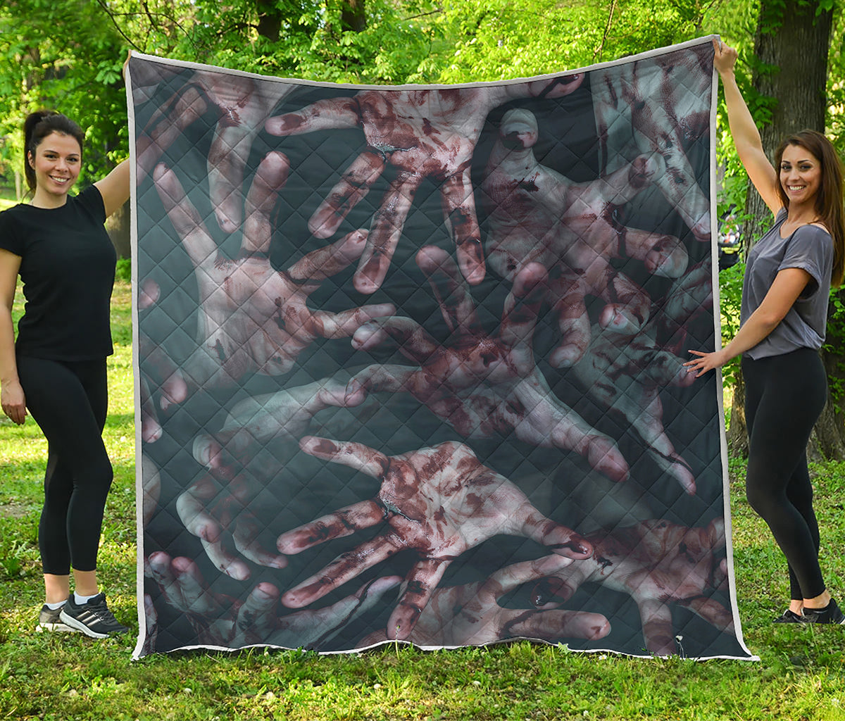 Scary Zombie Hands Print Quilt