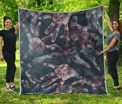 Scary Zombie Hands Print Quilt