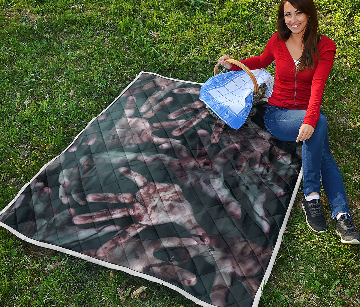 Scary Zombie Hands Print Quilt