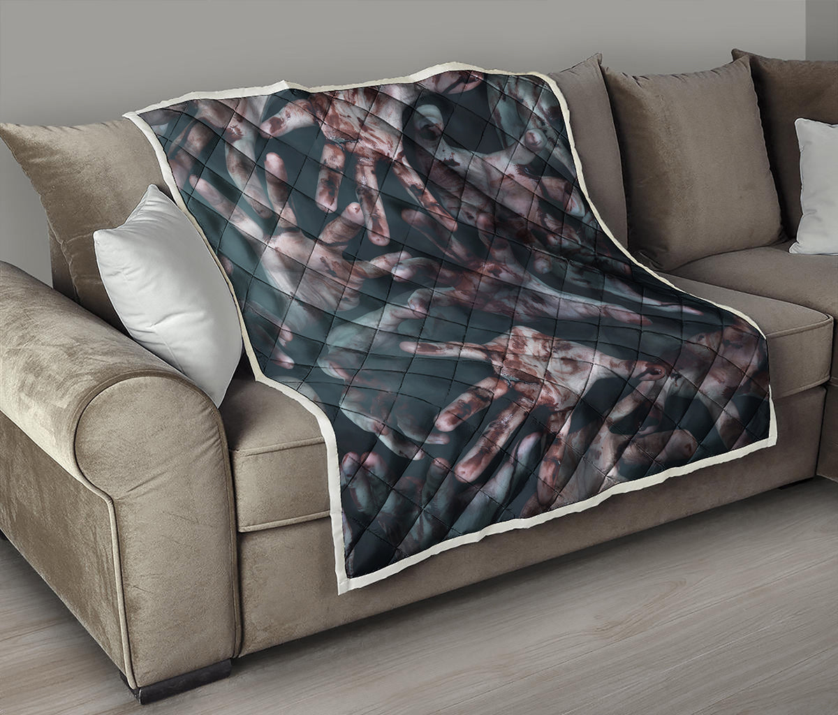Scary Zombie Hands Print Quilt